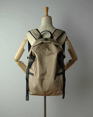 Womens Nylon Large Backpack Purse Khaki Nylon Travel Backpack School Rucksack for Ladies