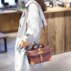Brown Leather Satchel Purse Structured Shoulder Bag - Annie Jewel