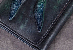 Genuine Leather Wallet Long Dragonfly Wallet Purse For Men Women - EverHandmade