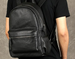 Black Leather Mens Cool Backpacks Large Travel Backpacks Hiking Backpacks for men
