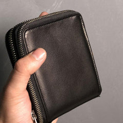 Genuine Leather Mens Cool billfold Leather Wallet Men Small Wallets Bifold for Men