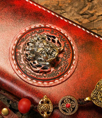 Handmade Leather Mens Chain Biker Wallet Cool Leather Wallet Long Phone Wallets for Men