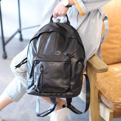 Womens Black Backpack Purse Leather Book Bag Purse - Annie Jewel