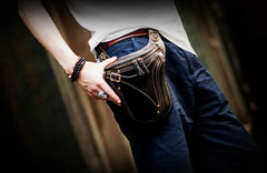 Leather Belt Pouches Mens Small Cases Waist Bag Hip Pack Belt Bag for Men