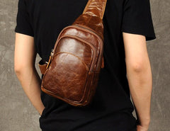 Genuine Cool Leather Mens Sling Bag Chest Bag Crossbody Sling Bag for men