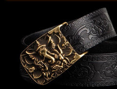 Handmade Black Leather Mens Belt Cool Leather Men Belts for Men