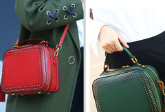 Genuine Leather handbag rivet bag tassels shoulder bag for women leather bag - EverHandmade
