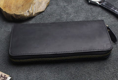 Handmade Long Wallet Leather Men Phone Zip Clutch Vintage Wallet for Women Men Unisex