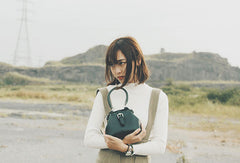 Handmade leather handbag Green doctor bag shoulder bag cossbody bag purse women - EverHandmade