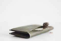 Handmade leather dark green clutch purse long wallet purse clutch women - EverHandmade