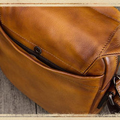Brown Mens Leather Vintage Vertical Small Messenger Bags Small Side Bag Blue Courier Bag for Men