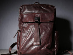 Cool Genuine Leather Mens Backpacks Large Coffee Travel Backpack Hiking Backpack for men