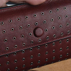 Genuine Leather Mens Cool Long Leather Wallet Zipper Clutch Wristlet Wallet for Men