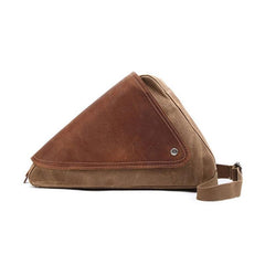 Mens Waxed Canvas Leather Triangular Side Messenger Bag Canvas Courier Bags for Men