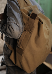 Khaki Canvas Mens Large Backpack Travel Backpack Canvas Barrel Backpack Bucket Backpack For Men