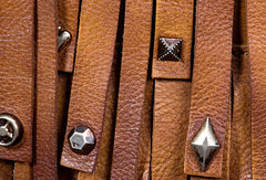 Genuine Leather Handbag Vintage Rivet Tassel Bag Crossbody Bag Shoulder Bag Purse For Women - EverHandmade