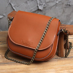 Cute White LEATHER Flip Chain Side Bag Handmade WOMEN Saddle Phone Crossbody BAG Purse FOR WOMEN