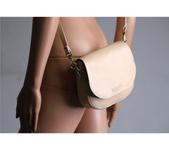 Cute White LEATHER Flip Side Bag Handmade WOMEN Saddle Phone Crossbody BAG Purse FOR WOMEN