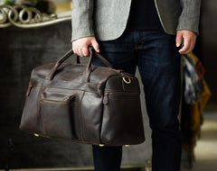 Cool Leather Mens Weekender Bag Travel Bag Duffle Bags Holdall Bag for men