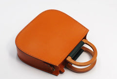 Handmade Leather Round Bag Crossbody Bag Shoulder Bag Purse for Women Leather Bag