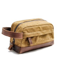Cool Canvas Leather Mens Clutch Bag Handbag Storage Bag Wash Bag For Men