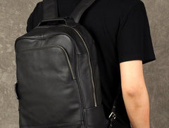 Cool Leather Mens Backpack Large Black Travel Backpack Hiking Backpack for men
