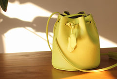 Genuine Leather Bucket Bag Purse Crossbody Bag Shoulder Bag Purse For Women - EverHandmade