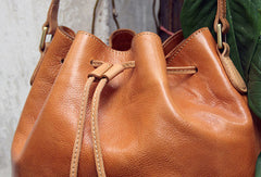 Handmade leather bucket purse crossbody bag purse shoulder bag for women - EverHandmade