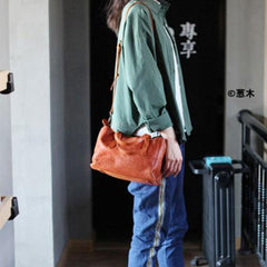 Women Orange Leather Handbags Shoulder Crossbody Bags Purse - Annie Jewel