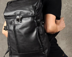 Genuine Leather Mens Cool Backpack Large Black Travel Backpack for men