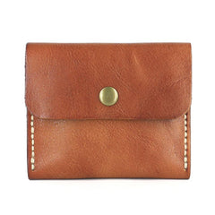 Handmade Leather Mens Front Pocket Wallet Card Wallet Slim Small Change Wallet for Men