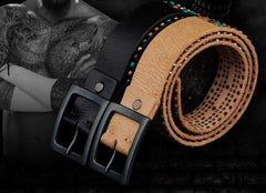 Handmade Genuine Leather Mens Belt Custom Cool Leather Men Black Belts for Men