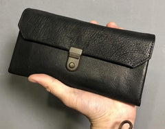 Handmade Genuine Leather Mens Cool Long Leather Wallet Phone Wallet Clutch Wallet for Men