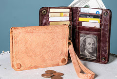 Handmade Genuine Leather Wallet billfold Leather Wallet Slim Bifold Wallet Wristlet Bag For Women - EverHandmade