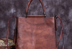 Genuine Leather Handbag Vintage Tote Woven Tassel Crossbody Bag Shoulder Bag Purse For Women - EverHandmade