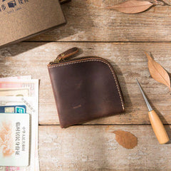 Cool Leather Mens Small Front Pocket Wallet Vintage billfold Wallets for Men