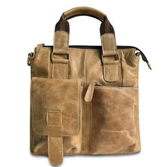 Vintage Coffee Leather Mens Briefcase Laptop Bag Business Bags Work Bag for Men