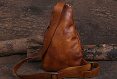 Cool Leather Mens Chest Bag Sling Bag Vintage Leather Sling Bags for Men - EverHandmade