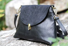 Handmade black cute purse leather crossbody bag shoulder bag women - EverHandmade