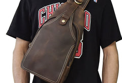Cool Mens Leather Chest Bags Sling Bag Sling pack Shoulder sling bag For Men