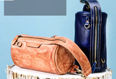 Handmade Leather Handbag Purse Bucket Bag Round Circle Bag Crossbody Bag Shoulder Bag Purse For Women - EverHandmade