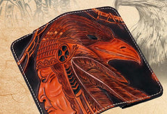Handmade Leather Indian Eagle Mens Chain Biker Wallet Cool Leather Wallet With Chain Wallets for Men