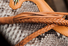 Handmade leather raw python skin biker wallet Cool long chain wallet for men
