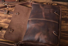 Handmade leather men Briefcase messenger vintage shoulder laptop bag vintage bag - EverHandmade