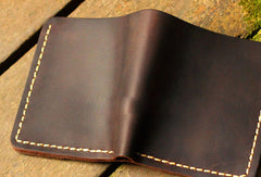 Genuine Leather Wallet Handmade Folded billfold Wallet Slim Wallet For Men - EverHandmade
