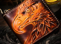 Handmade Leather Tooled Eagle Mens Small Wallet Cool Leather Wallet billfold Wallet for Men