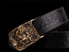Handmade Cool Black Leather Mens Belts Custom Leather Men Belt for Men