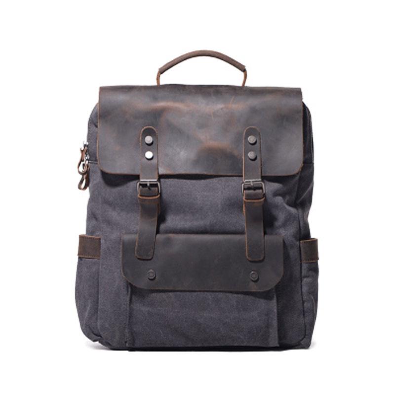 Cool Gray Canvas Travel Backpack Mens Canvas Backpack Canvas School Bag for Men