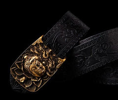 Handmade Black Leather Cool Mens Belts Custom Leather Men Belt for Men