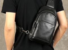 Leather Mens Cool Chest Bag Sling Bag Crossbody Sling Bag Hiking Sling Bag for men